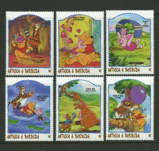 Disney Winnie The Pooh Tigger Piglet 6 Mnh Stamps 1998 Antigua 2149a - F Owl Kanga