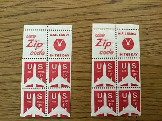 Us Stamps Sc C78a Silhouette Of Jet Airliner 11c (2) Booklet Panes Mnh 1971 - 73