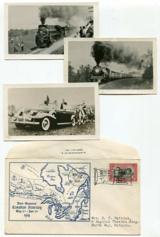 Canada 1939 Royal Visit - Cachet Fdc Cover W/ 3 Photos Of Visit To North Bay Ont