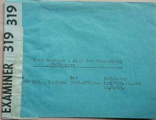 Portugal 1943 Undercover Mail Forwarding To Baltimore Cover Censored Bermuda