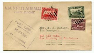 Newfoundland 1931 St Anthony To St John - Airmail Ffc First Flight Cover Butler
