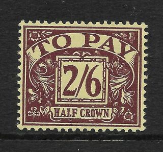 Postage Dues 1955 2/6d With Watermark Edward Crown & E2r D54 Never Hinged