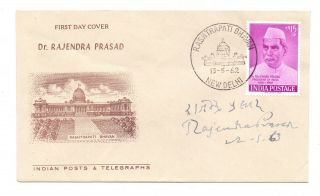 India 1962 Dr Rajendra Prasad First President Fdc Autographed