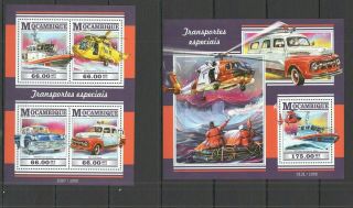 St2279 2015 Mozambique Special Transport Cars Ships Kb,  Bl Mnh