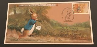 First Day Cover And Stamp Hand Paintedby Brian Coole,  Peter Rabbit