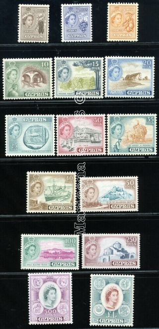 Cyprus 1955 Sg 173 - 87 Sc 168 - 82 Vf Og Mnh Rare Set 15 Stamp