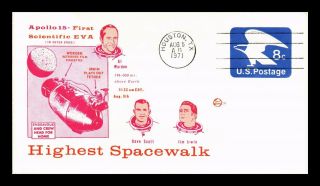Dr Jim Stamps Us Highest Spacewalk Apollo 15 Space Event Cover 1971 Houston