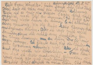 GERMANY 1945 (13.  8. ) P.  ST.  EMERG.  CARD BRT.  Z.  HOHENWESTEDT P 764 I 2