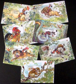 7 Jersey Year Of The Stamps Souvenir Sheets Chinese Lunar Year Rooster Horse