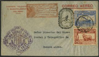 Airmail Cover Peru To Argentina 1937 First Flight Bl1613