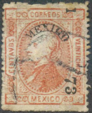 Bt100.  Mexico.  1872.  25c.  La,  F Wk.  Mexico.  1 - 73.