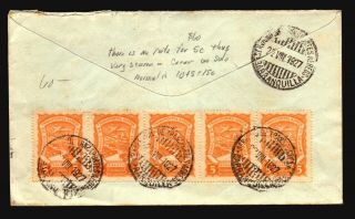 Colombia 1927 Scadta Cover / 5c Strip Of 5 / Light Center Crease - Z17330