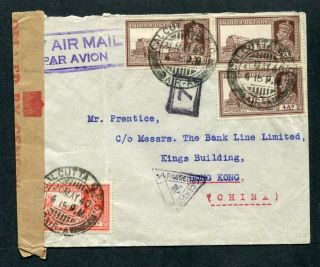 04.  06.  1940 India Gb Kgvi Airmail Censor Cover To Hong Kong