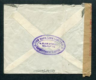 04.  06.  1940 India GB KGVI Airmail Censor cover to Hong Kong 2