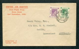 1938 Enpire 1st All Up First Flight Airmail Cover Hong Kong (kgvi) To Australia