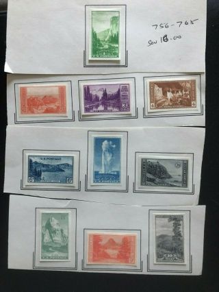 Us Stamp Scott 756 - 765 Mhog Scv 16.  00 B1941