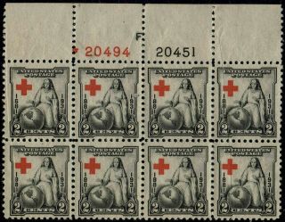 702 Top Plate Block Of 8 1931 Red Cross Issue - Og/nh