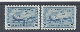 Canada 1942 - 43 Air 6c & 7c Blue Mnh Sg 399/400