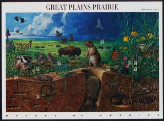 2001 Great Plains Prairie 3rd Nature Of America,  Sheet 10 34¢ Stamps 3506