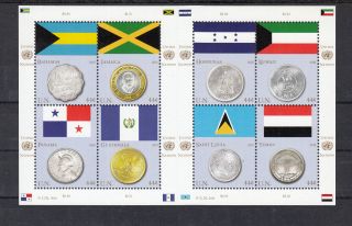 4068) Un York Coin And Flags / Miniature Sheet / Mnh / Year 2010