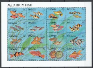 Tanzania 1991 - Mnh Sheetlet - Aquarium Fish  Hk900c