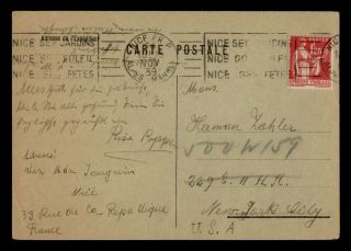 Dr Who 1939 France To Usa Postal Card C125889