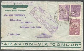 Brazil 1932 Zeppelin Cover From San Paulo To Riga,  Latvia