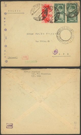 Italy Wwii 1941 - Cover To Mons Belgium - Censor D128