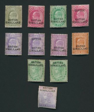 British Somaliland Stamps 1902 - 1911 Qv & Kevii To 8a Inc O/p Varieties Mog Lh Vf