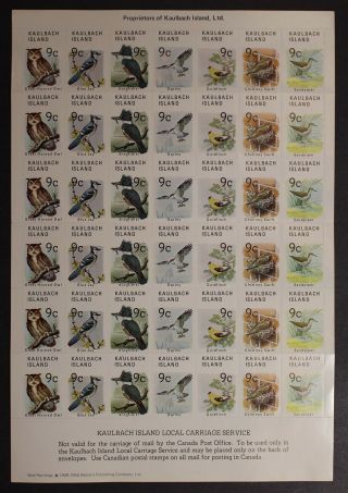 Kaulbach Island Local Carriage Service Types 1 - 7 Sheet Of 42