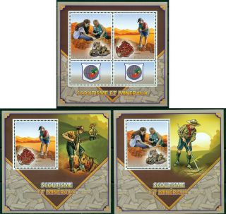 Minerals Scouts Congo Mnh Stamp Set 2val Sheet And 2 De - Luxe S/s