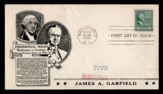 Dr Who 1938 James A.  Garfield Prexie Fdc Registered C106621