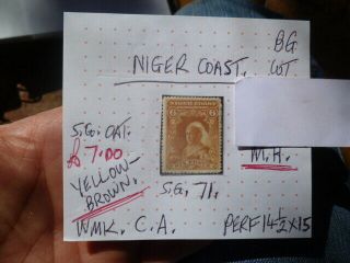 Niger Coast 6dyellow Brown Stamp Mh Sg71