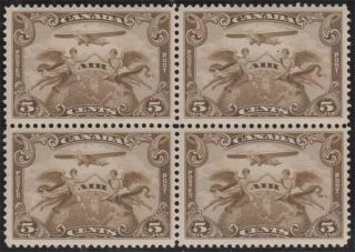 Canada Kgv 1928 Airmail Issue 5c Scott C1 Sg274 Never Hinged Block Of Four