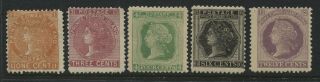 Prince Edward Island 1872 5 Values To 12 Cents O.  G.