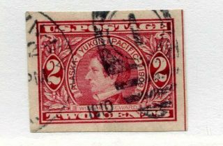 1909 U.  S.  Scott 371 Two Cent Alaska - Yukon - Pacific Expo Imperf Stamp