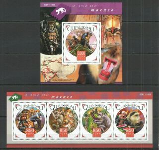 St1037 2015 Guinea - Bissau Animals Fauna Year Of The Monkeys Kb,  Bl Mnh Stamps