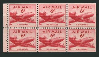 Us C39a 1949 Dc - 4 Airmail Booklet Pane Of Six Mnh - Cv $12.  00