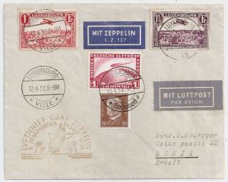 1932 Germany And Luxembourg Zeppelin Mixed Franking Cover,
