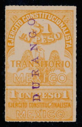 Ad45 Mexico Revenue Rv 25a 1$ 1913 Ejerctio Durango Mr $25