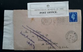 Scarce 1941 Great Britain Censor Cover Ties Kgvi Stap W Official P.  O.  Seal