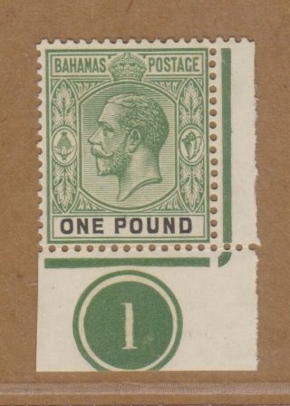Bahamas Classic Kgv One Pound With Plate 1 Margin Fresh Mh