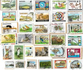 Tanzania - Selection Of Stamps On Paper From Kiloware