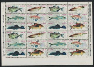 Brazil Freshwater Fish Full Sheet Mnh Sg 2334 - 2339 Mi 2276 - 2281