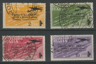 Italy 1934 Airmail 1st Flight Rome - Buenos Aires Set,  Certificate / B28284