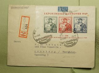 Dr Who 1949 Germany Bad Orb Special Cancel Registered Export Fair S/s E44317