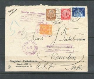 Germany Commercial Cover 1936 Post Office Seal Customs Stamp Postage Due To Usa