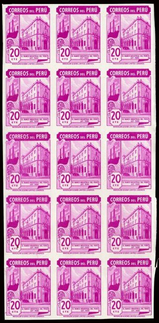 Peru - 20 Cts.  - Lilac - Bl.  15 - Banco Ind.  Peru - Ley 7695 - Waterlow