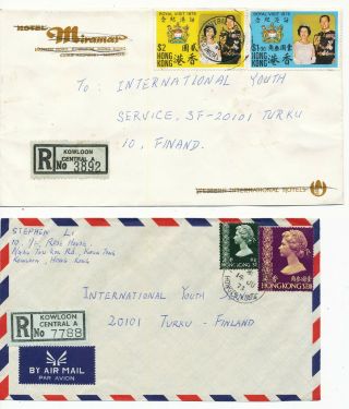 Hong Kong 1973 - 83 Kowloon Central A - G Registration Label On 9 Cover To Finland
