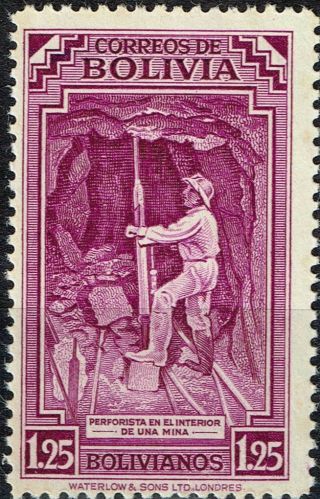 Bolivia Underground Coal Miner Stamp 1948 Mnh